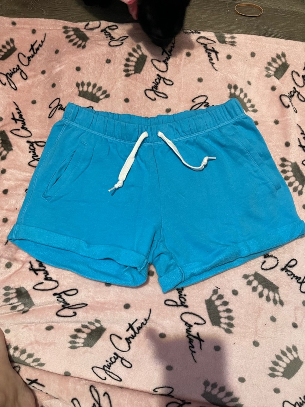 PINK Victoria's Secret Turquoise Drawstring Athletic Shorts
